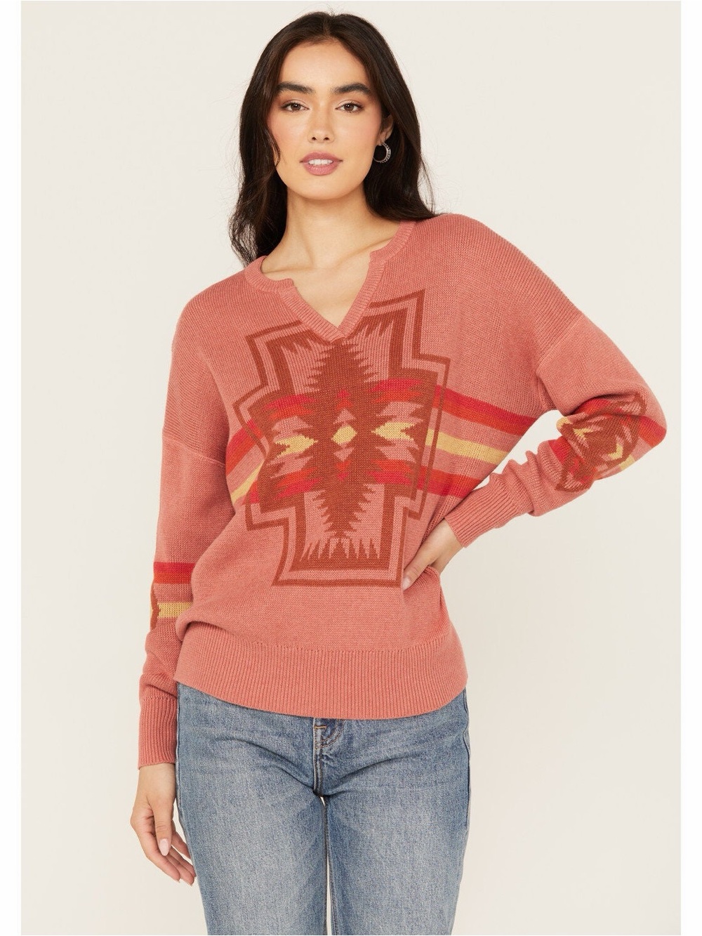 Pendleton Pink Southwestern Cotton Sweater – Size Small